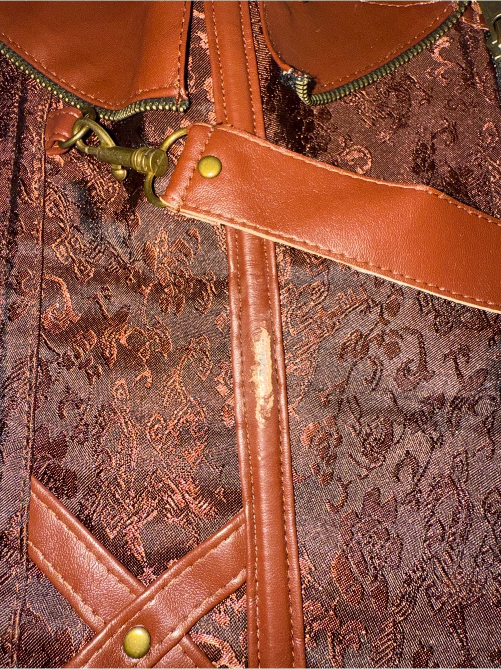 Brown corset sexy push v cut, front zip, adjustable strap XS/S - Picture 2 of 4